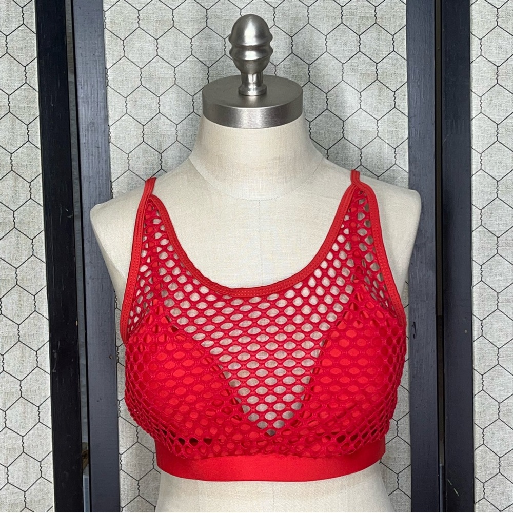 Red Net Bikini Top